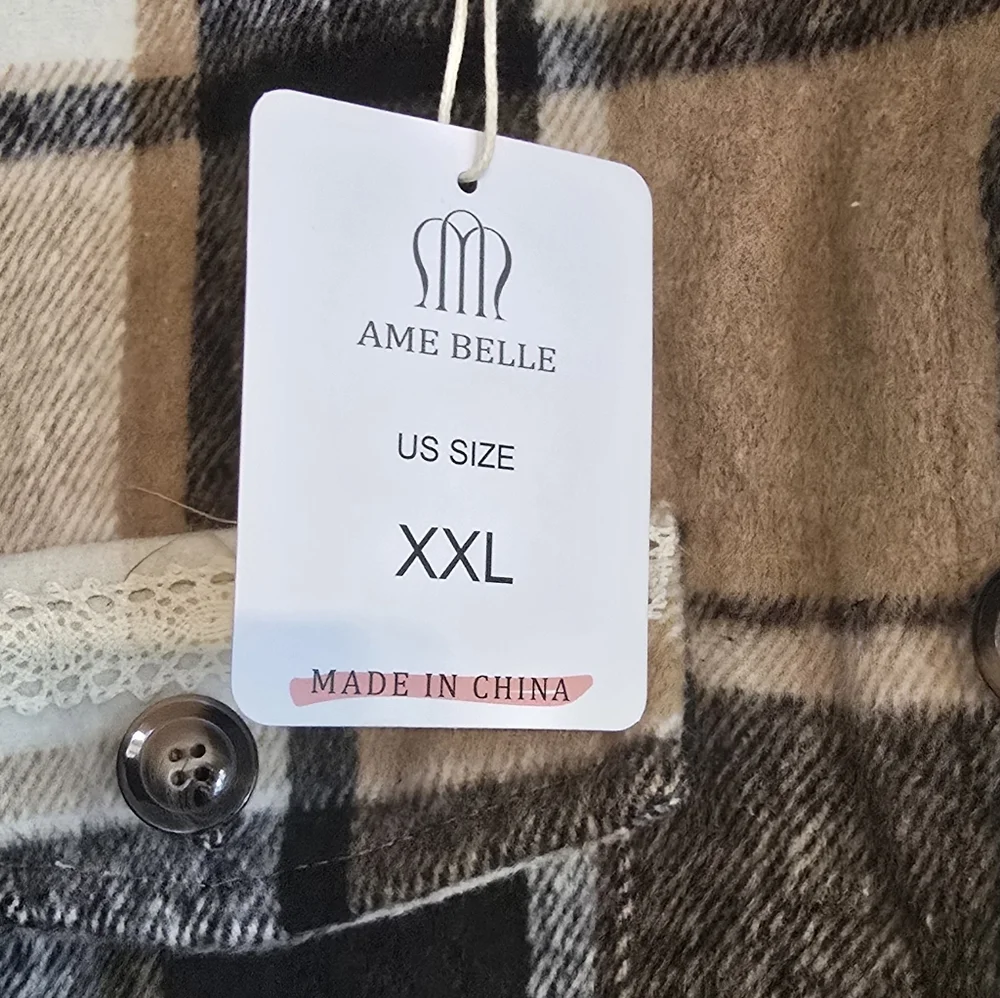 Hand Crafted Upcycled Sweeter Than Pie Flannel Shacket Size XXL NWT - Picture 11 of 11